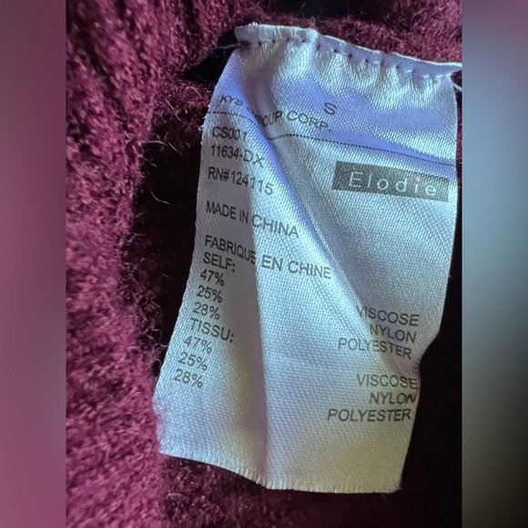 Elodie (Nordstroms) Burgundy Chunky Knit Crewneck Casual Cozy Sweater Size S - Picture 8 of 8